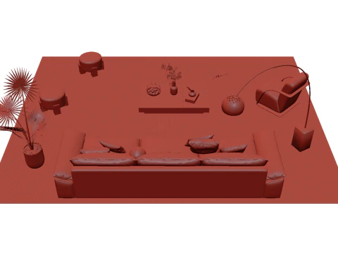 Leather sofa set 30 3D Model