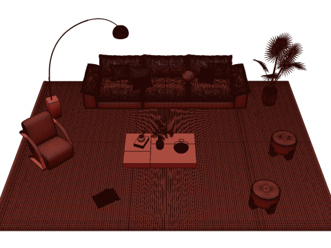 Leather sofa set 30 3D Model