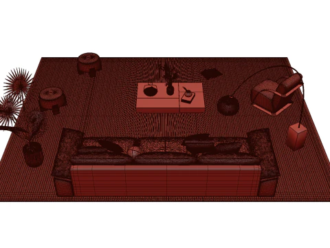 Leather sofa set 30 3D Model