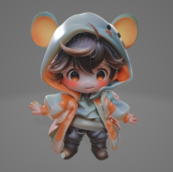 Chibi Urban Hoodie Kid Game Ready Rigged PBR 3D Model .c4d .max .obj .3ds .fbx .stl .blend 