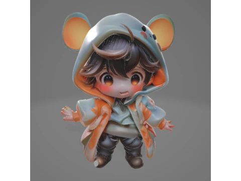 Chibi Urban Hoodie Kid Game Ready Rigged PBR 3D Model