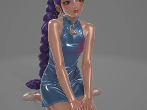 GIRL 001Chibi Urban Felpa con cappuccio per bambini Game Ready Rigged PBR Modello 3D