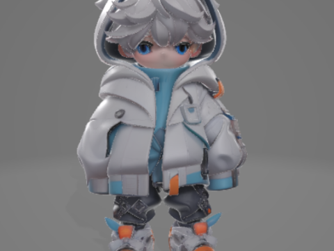 BOY 011 ちびアーバンパーカーキッドゲームレディリギングPBR 3Dモデル