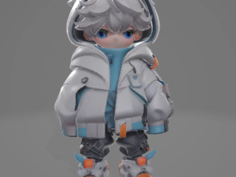 BOY 011 Chibi Urban 连帽衫儿童游戏就绪 Rigged PBR 3D 模型
