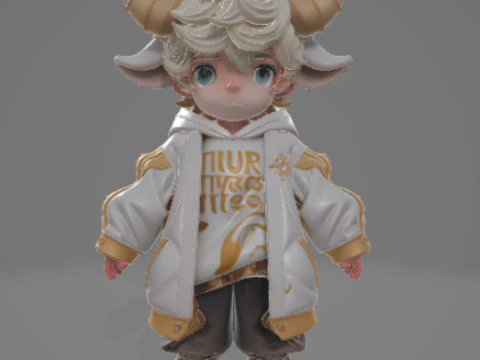 BOY 21 Chibi Urban Hoodie Kid Game Ready Rigged PBR 3D Model
