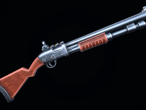 Stylized Pump Shotgun 3D Model