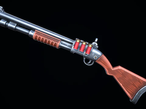 Stylized Pump Shotgun 3D Model