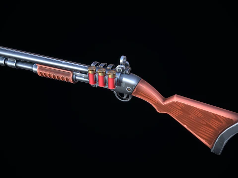 Stylized Pump Shotgun 3D Model