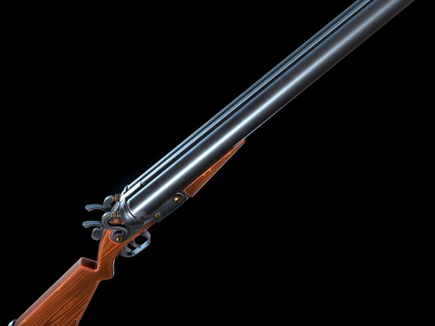 Стилизованный двуствольный дробовик 3D Модель