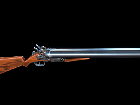 Senapan laras ganda bergaya Model 3D