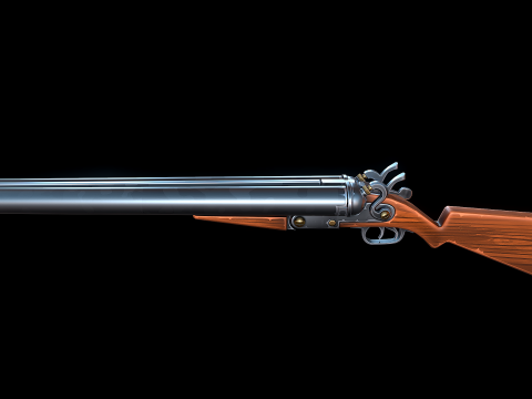 Senapan laras ganda bergaya Model 3D