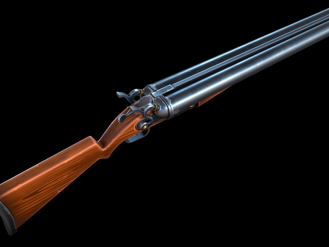 Senapan laras ganda bergaya Model 3D