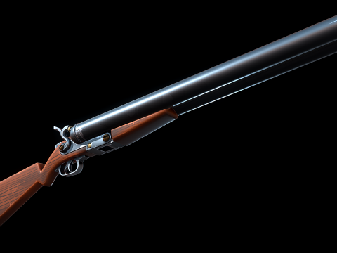 Senapan laras ganda bergaya Model 3D