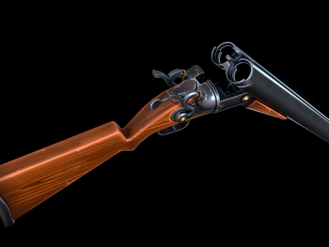 Senapan laras ganda bergaya Model 3D