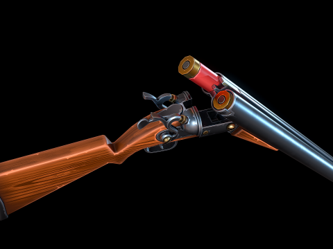 Senapan laras ganda bergaya Model 3D