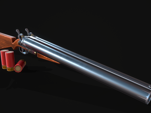 Senapan laras ganda bergaya Model 3D