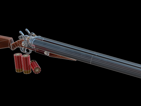 Senapan laras ganda bergaya Model 3D