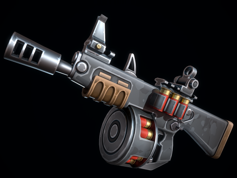 Escopeta AA12 estilizada Modelo 3D