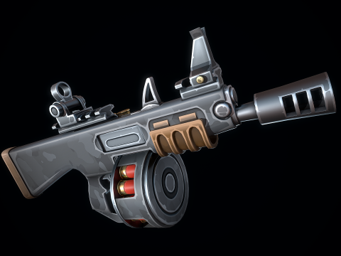 Escopeta AA12 estilizada Modelo 3D