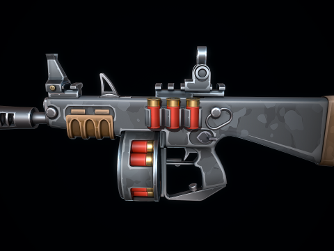 Escopeta AA12 estilizada Modelo 3D