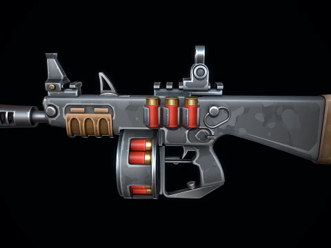 Stylizowana strzelba AA12 Model 3D