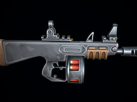 Escopeta AA12 estilizada Modelo 3D