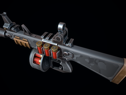 Escopeta AA12 estilizada Modelo 3D