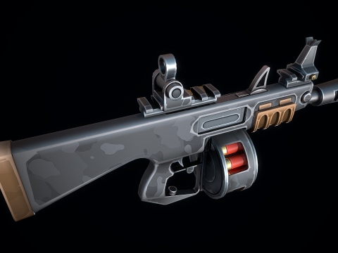 Escopeta AA12 estilizada Modelo 3D