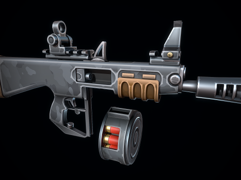 Escopeta AA12 estilizada Modelo 3D
