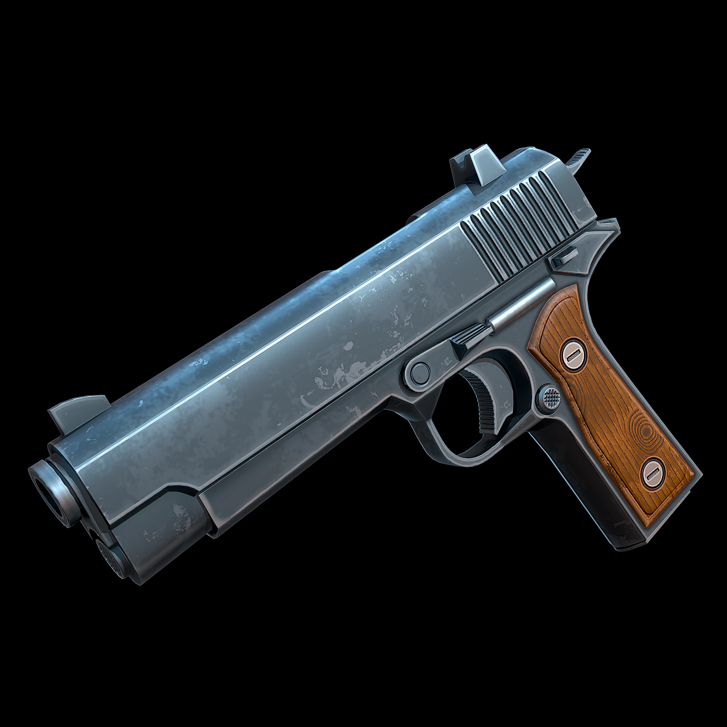 Stylized M1911 Colt 3D Model .c4d .max .obj .3ds .fbx .stl .blend 