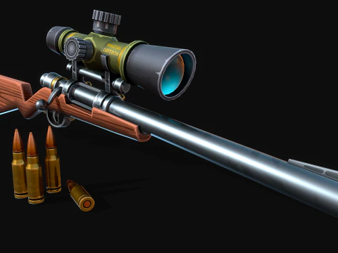 Stylized Sniper Rifle 3D Model