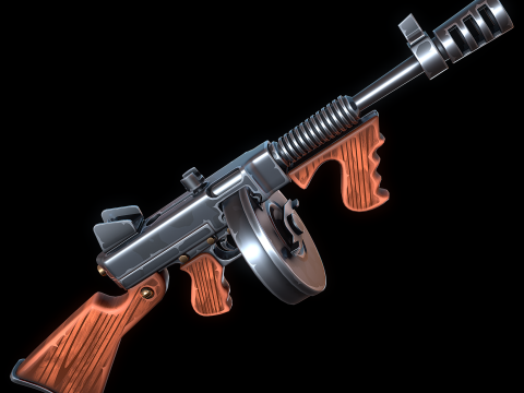 Submetralhadora Thompson estilizada Modelo 3D