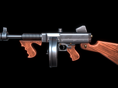 Стилізований пістолет-кулемет Томпсона 3D Модель
