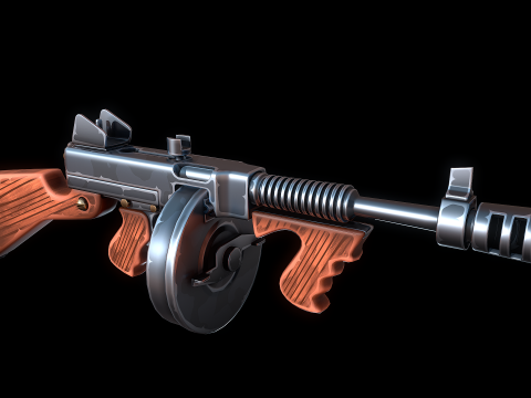 Стилізований пістолет-кулемет Томпсона 3D Модель