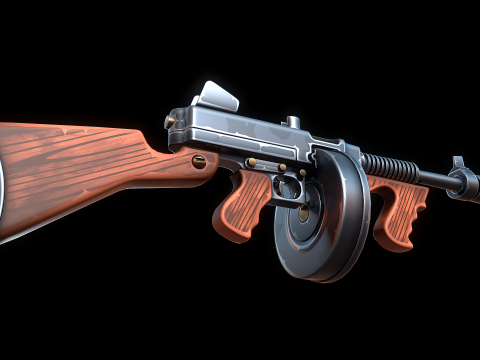 Стилізований пістолет-кулемет Томпсона 3D Модель