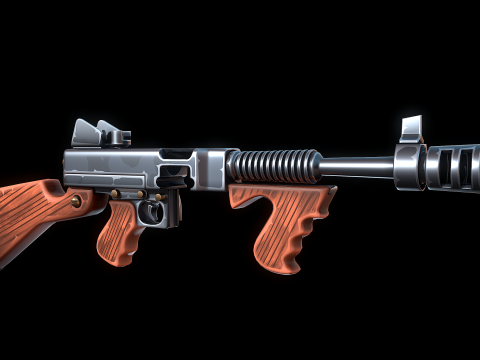 Стилізований пістолет-кулемет Томпсона 3D Модель
