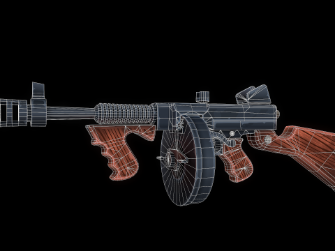 Стилізований пістолет-кулемет Томпсона 3D Модель