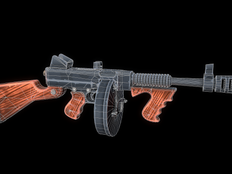 Стилізований пістолет-кулемет Томпсона 3D Модель