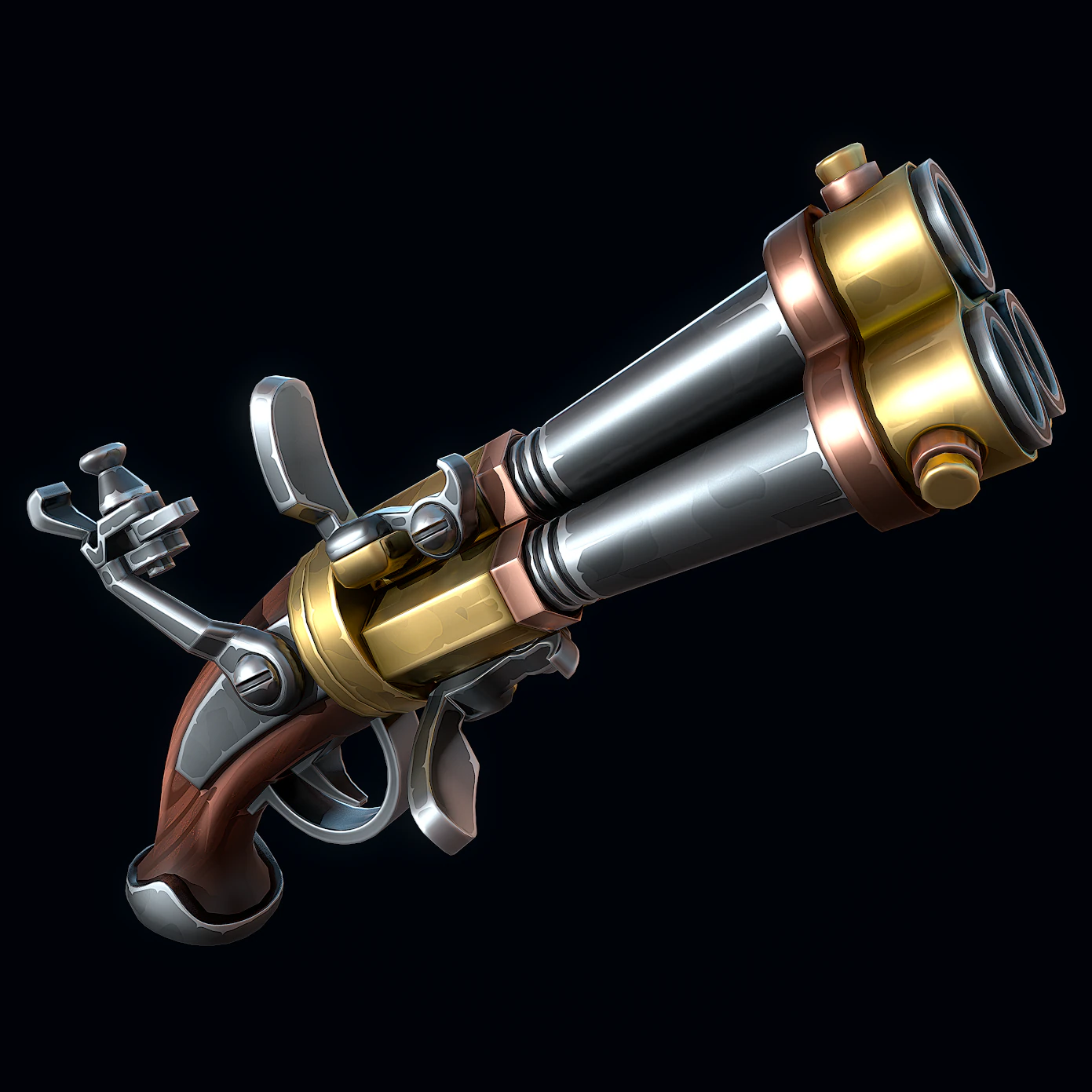 Stylized Flintlock Musket 3D Model .c4d .max .obj .3ds .fbx .stl .blend 