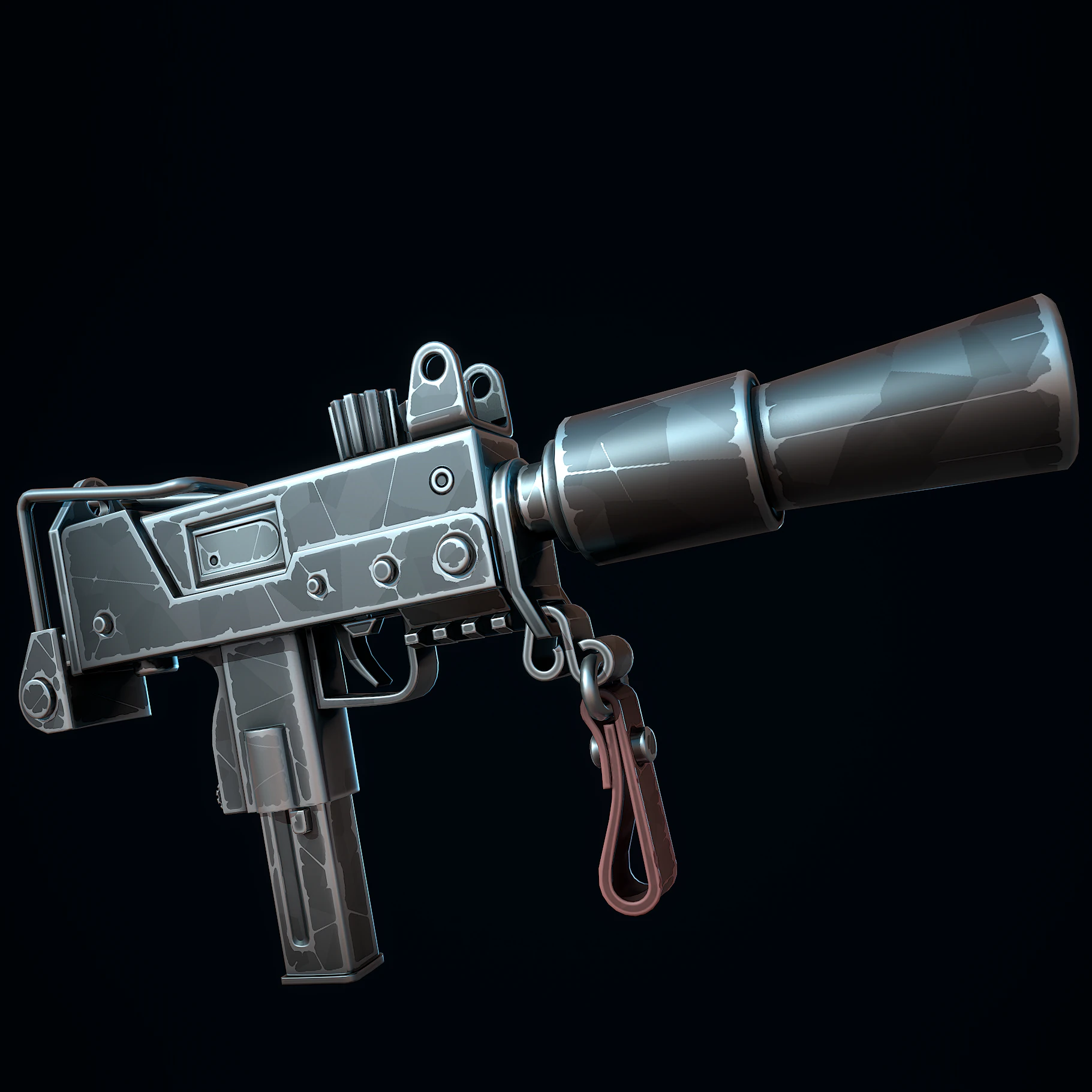 Stylized MAC-10 3D Model .c4d .max .obj .3ds .fbx .stl .blend 