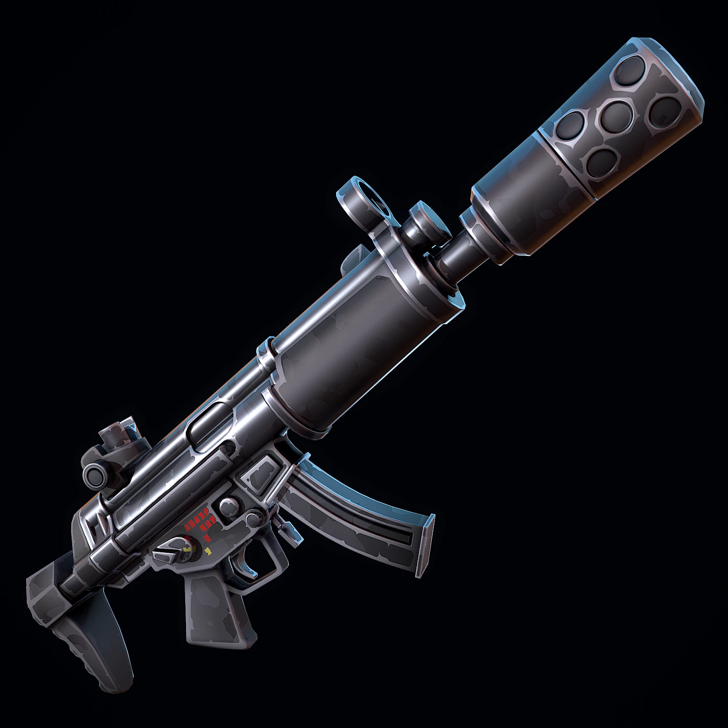 Stylized HK MP5 3D Model .c4d .max .obj .3ds .fbx .stl .blend