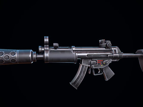 Stylized HK MP5 3D Model