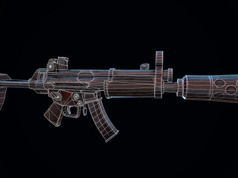 Stylized HK MP5 3D Model