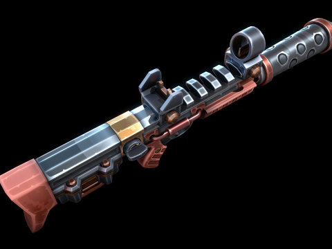 Stilisiertes Science-Fiction-Gewehr 3D Modell