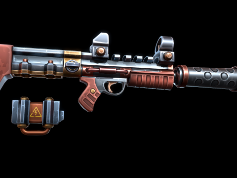 Stilisiertes Science-Fiction-Gewehr 3D Modell