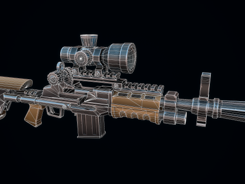 Stylizowany karabin M14 Model 3D