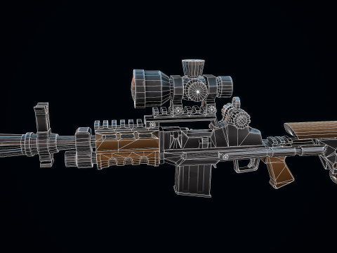 Stylizowany karabin M14 Model 3D