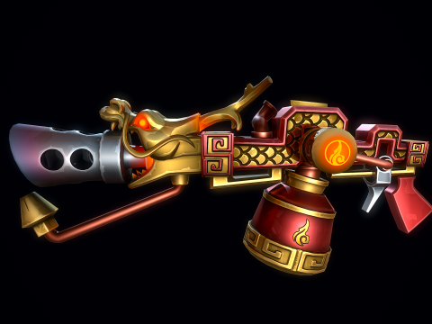 Stylizowany Smoczy Miotacz Płomieni Model 3D