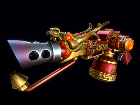 Stylizowany Smoczy Miotacz Płomieni Model 3D