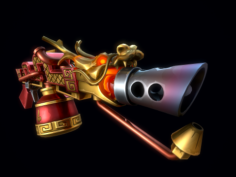 Stylizowany Smoczy Miotacz Płomieni Model 3D